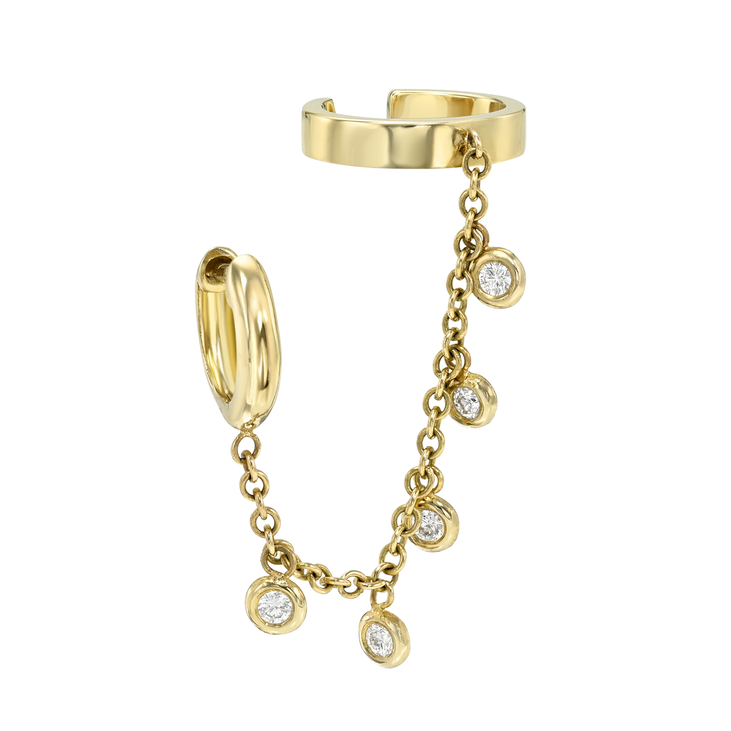 earring cuff with diamond and chain